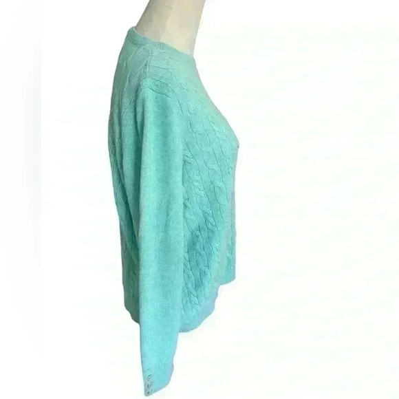 Talbots Crewneck Sweater Women’s XL Seafoam Green Cableknit - Picture 4 of 7